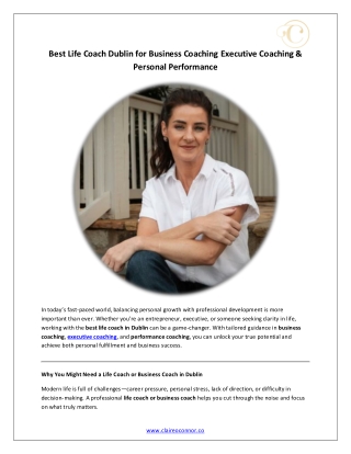 Best Life Coach Dublin for Business Coaching Executive Coaching