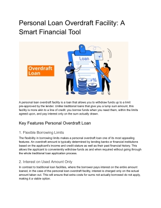 Personal Loan Overdraft Facility A Smart Financial Tool