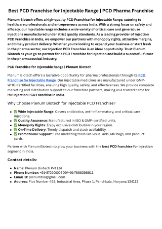 best pcd franchise for injectable range