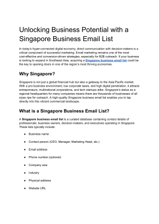 Unlocking Business Potential with a Singapore Business Email List