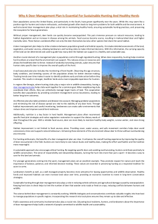 Why A Deer Management Plan Is Essential For Sustainable Hunting And Healthy Herds