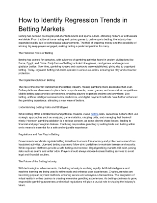 How to Identify Regression Trends in Betting Markets