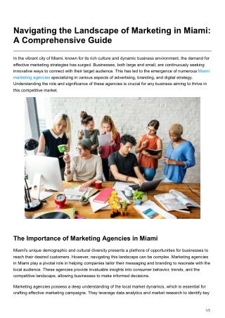 Navigating the Landscape of Marketing in Miami A Comprehensive Guide