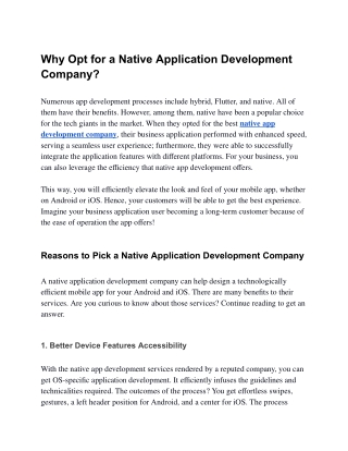 why opt for a native application development