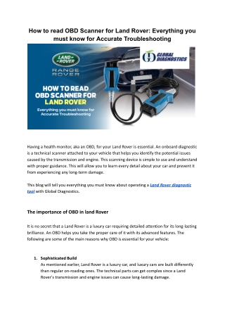 How to Read OBD Scanner for Land Rover