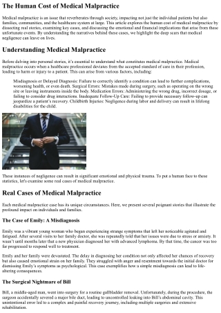 The Human Cost of Medical Malpractice: Stories from Real Cases