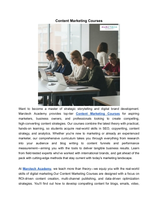 Content Marketing Courses | MARCTECH ACADEMY