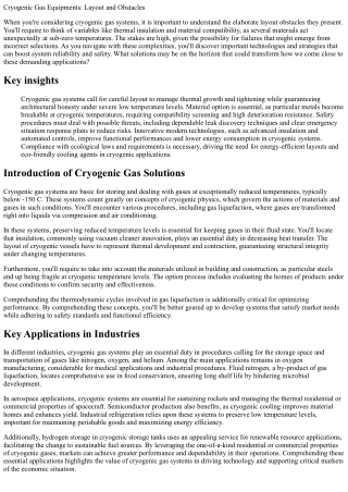 cryogenic gas equipments layout and obstacles