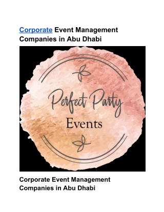 Corporate Event Management Companies in Abu Dhabi