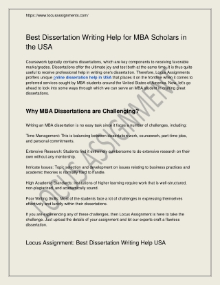Best Dissertation Writing Help for MBA Scholars in the USA