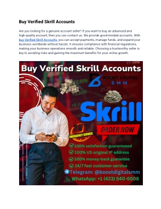 Buy Verified Skrill Accounts