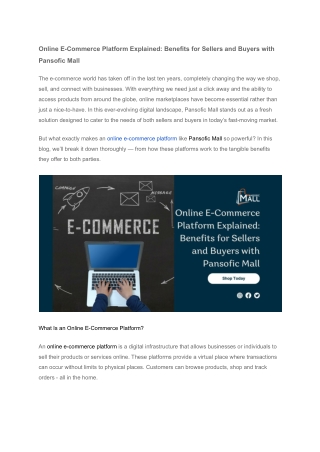 online e commerce platform explained benefits