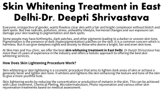 Skin Whitening Treatment in East Delhi-Dr. Deepti Shrivastava