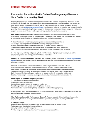 Prepare for Parenthood with Online Pre-Pregnancy Classes – Your Guide to a Healthy Start (1)