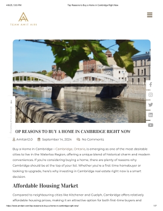 Top Reasons to Buy a Home in Cambridge Right Now