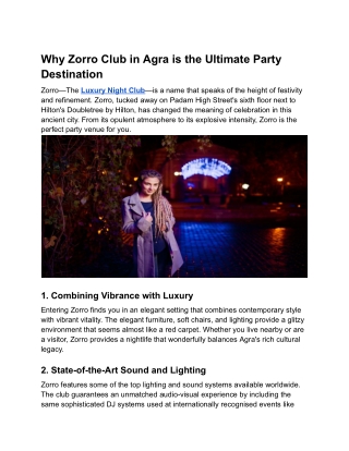 Zorro Club Agra The Perfect Party Destination & Luxury Nightlife