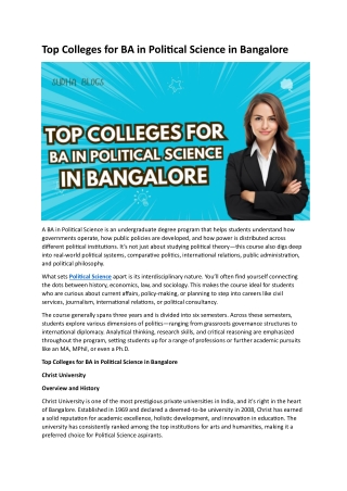 Top Colleges for BA in Political Science in Bangalore