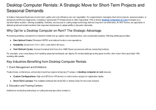 Desktop Computer Rentals A Strategic Move for Short-Term Projects and Seasonal Demands