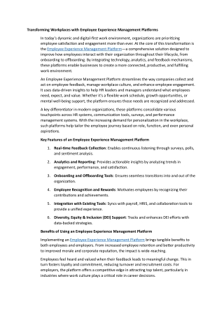 Transforming Workplaces with Employee Experience Management Platforms