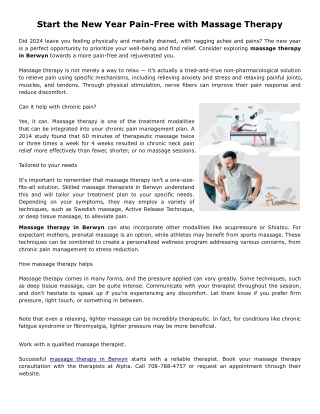 Start the New Year Pain-Free with Massage Therapy