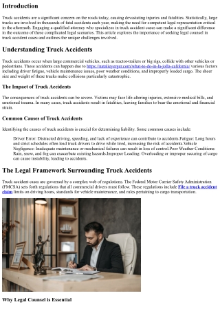 The Importance of Seeking Legal Counsel for Truck Accident Cases