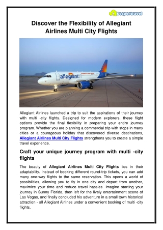 Discover the Flexibility of Allegiant Airlines Multi City Flights
