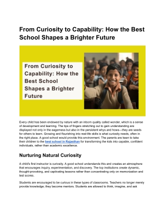 from curiosity to capability how the best school