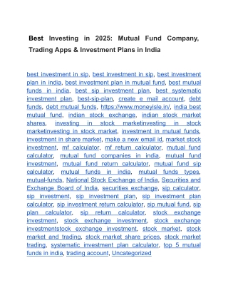 Best Investing in 2025_ Mutual Fund Company, Trading Apps & Investment Plans in India