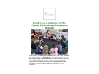 Greek Schools in Melbourne_ How They Empower Students through Language