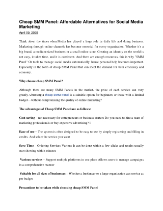 SMM Panel Cheap Affordable Alternatives for Social Media Marketing