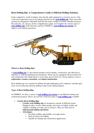 Rock Drilling Rig: A Comprehensive Guide to Efficient Drilling Solutions