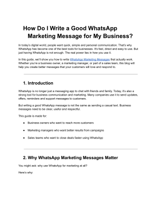 How Do I Write a Good WhatsApp Marketing Message for My Business