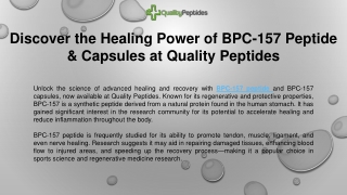 Discover the Healing Power of BPC-157 Peptide & Capsules at Quality Peptides