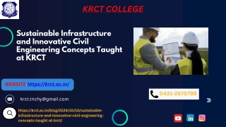 Sustainable Infrastructure and Innovative Civil Engineering Concepts Taught at KRCT