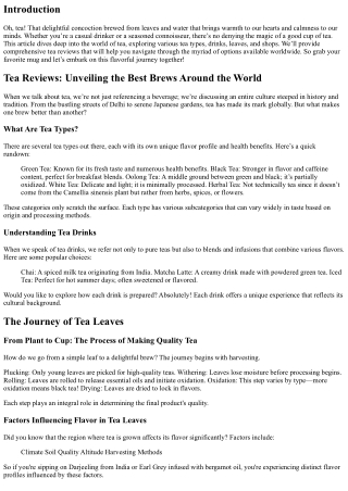 Tea Reviews: Unveiling the Best Brews Around the World