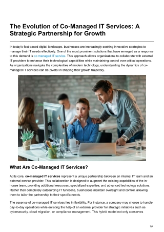 The Evolution of Co-Managed IT Services A Strategic Partnership for Growth