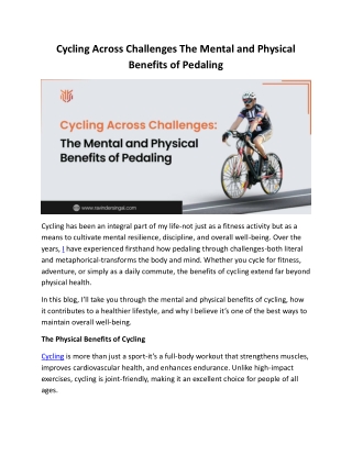 Cycling Across Challenges The Mental and Physical Benefits of Pedaling