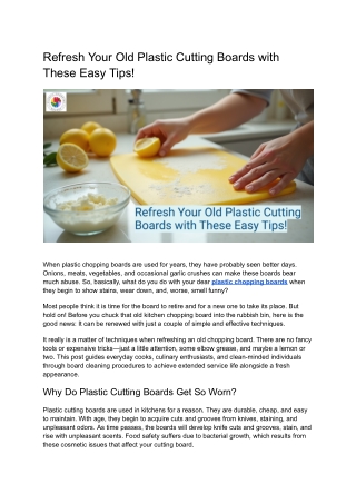 Refresh Your Old Plastic Cutting Boards with These Easy Tips!