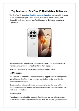 Top Features of OnePlus 13 That Make a Difference
