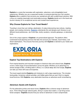 Discover the World with Exploria_ Your Ultimate Travel and Adventure Partner