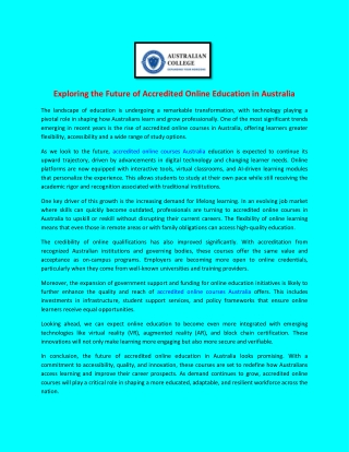 Exploring the Future of Accredited Online Education in Australia