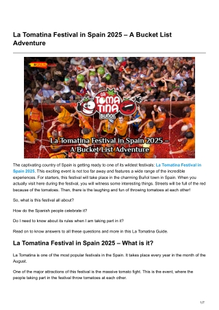 La Tomatina Festival in Spain 2025 A Bucket List Adventure