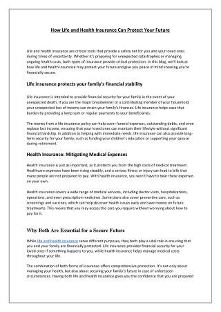 How Life and Health Insurance Can Protect Your Future
