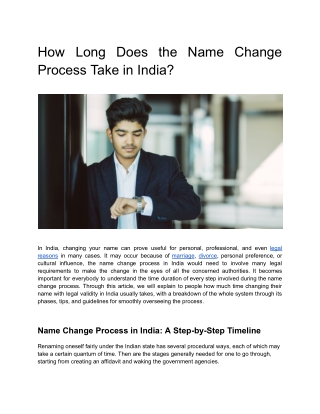 How Long Does the Name Change Process Take in India