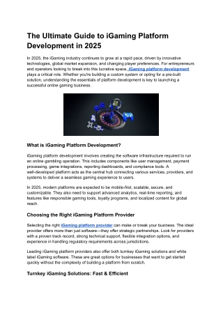 The Ultimate Guide to iGaming Platform Development in 2025