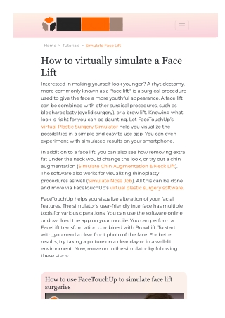 Virtual Face Lift Simulator for Plastic Surgeons | Plastic Surgery Simulator