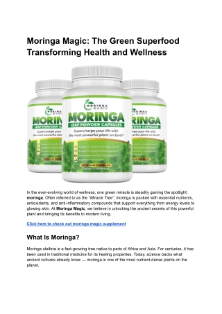 moringa magic the green superfood transforming