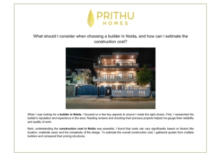 What should I consider when choosing a builder in Noida, and how can I estimate