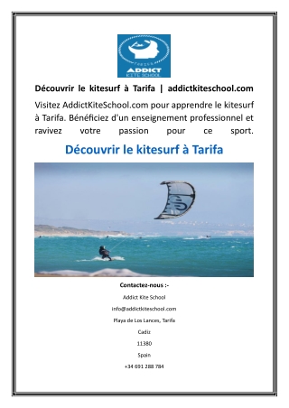 Découvrir le kitesurf à Tarifa  addictkiteschool.com