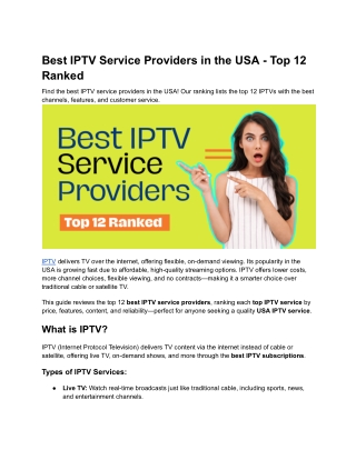 Best IPTV Service Providers in the USA - Top 12 Ranked